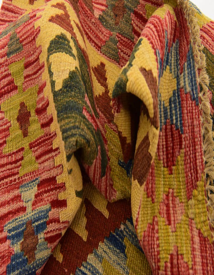 Detail image of  3' 2 x 3' 4  Hand Woven Kilim Maymana Wool Square Rug