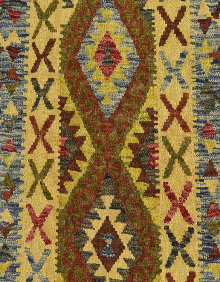 Detail image of  3' 2 x 3' 6  Hand Woven Kilim Maymana Wool Square Rug