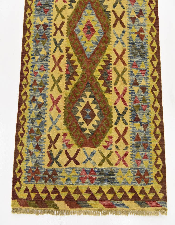 Detail image of  3' 2 x 3' 6  Hand Woven Kilim Maymana Wool Square Rug