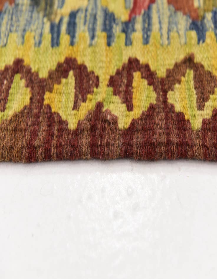 Detail image of  3' 2 x 3' 6  Hand Woven Kilim Maymana Wool Square Rug