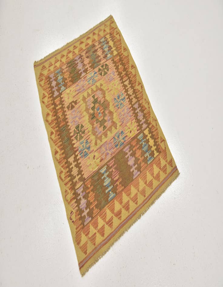 Detail image of  2' 10 x 3' 7  Hand Woven Kilim Maymana Wool Square Rug