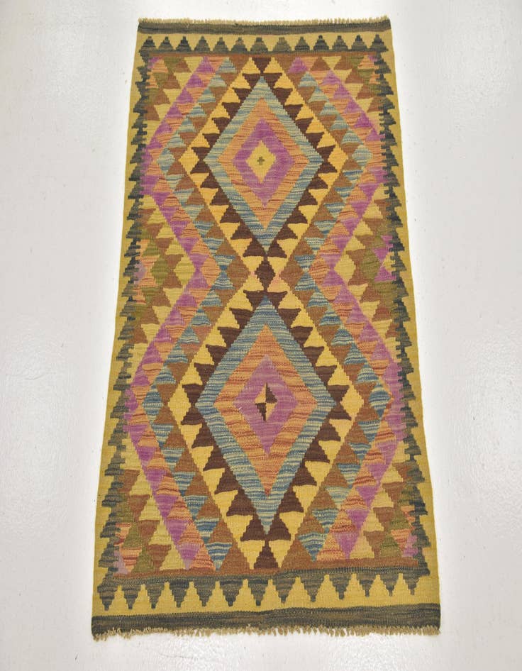 Detail image of  3' x 3' 6  Hand Woven Kilim Maymana Wool Square Rug