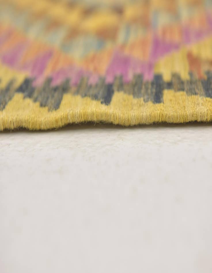 Detail image of  3' x 3' 6  Hand Woven Kilim Maymana Wool Square Rug