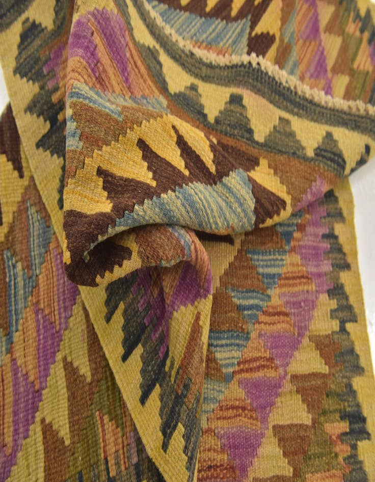 Detail image of  3' x 3' 6  Hand Woven Kilim Maymana Wool Square Rug