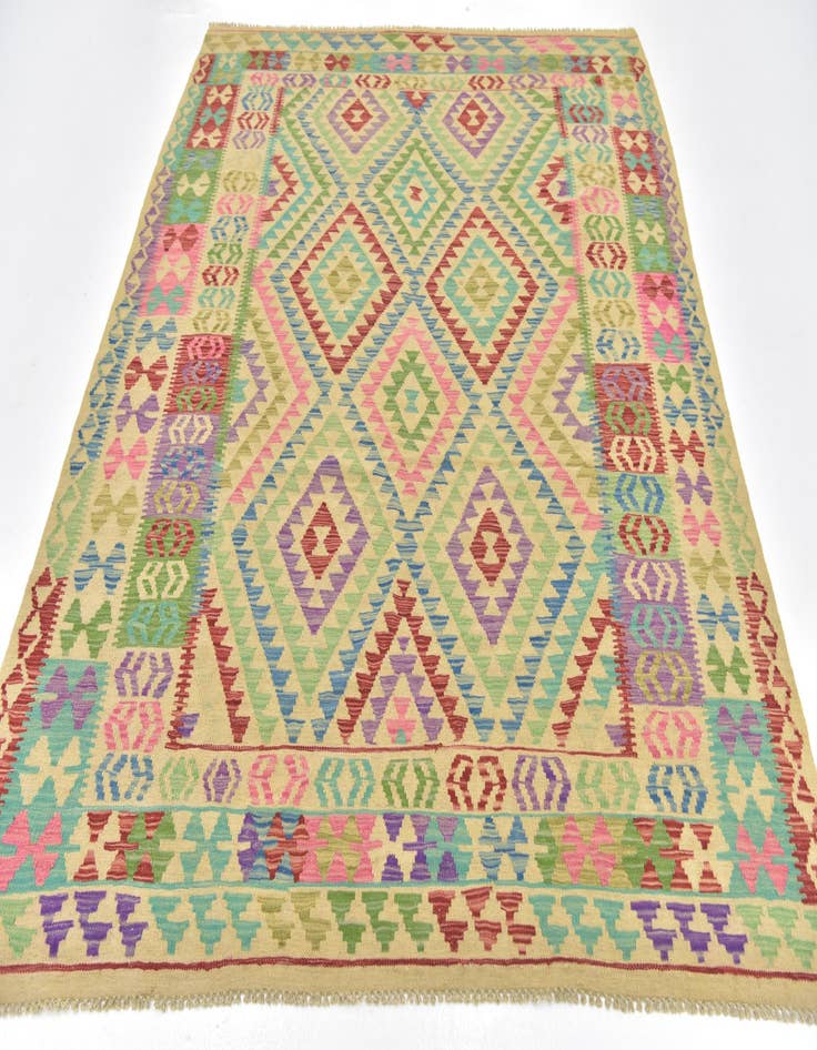 Detail image of  6' x 7' 9  Hand Woven Kilim Maymana Wool Square Rug