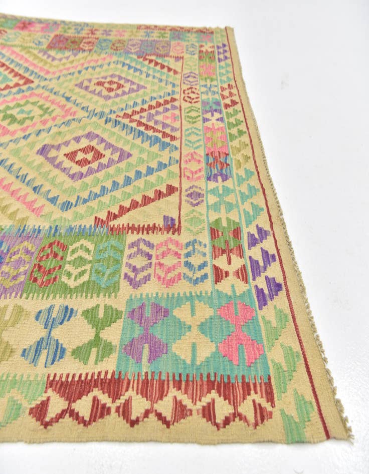 Detail image of  6' x 7' 9  Hand Woven Kilim Maymana Wool Square Rug