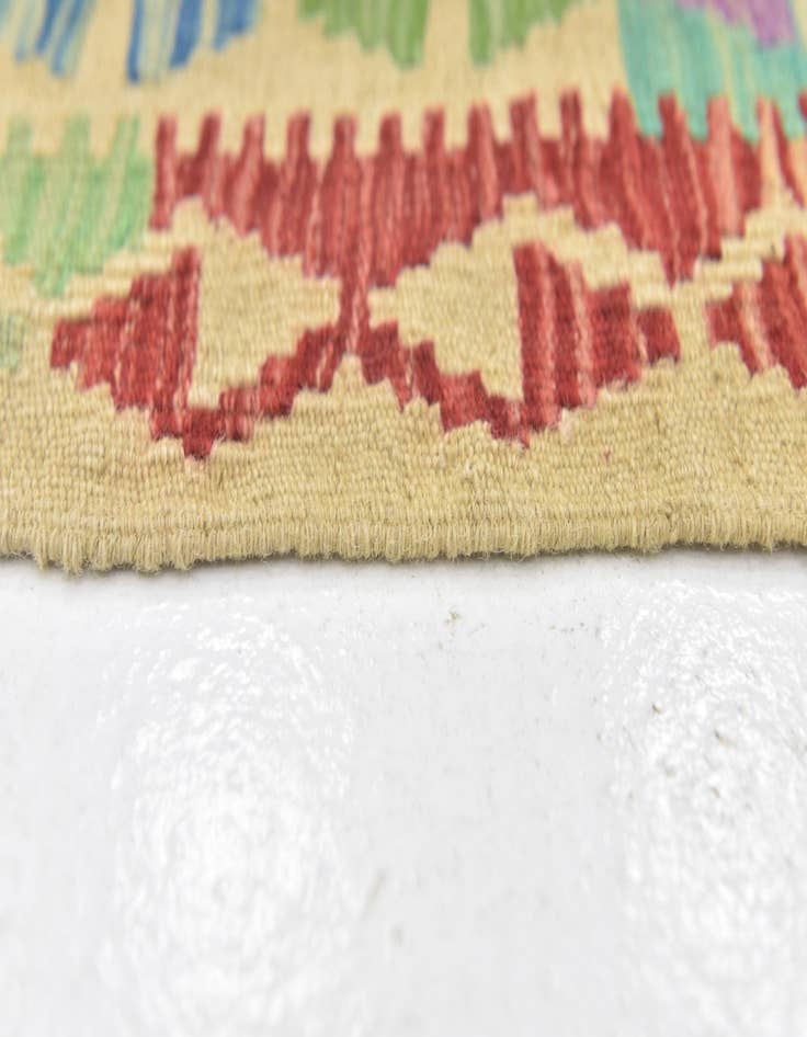 Detail image of  6' x 7' 9  Hand Woven Kilim Maymana Wool Square Rug