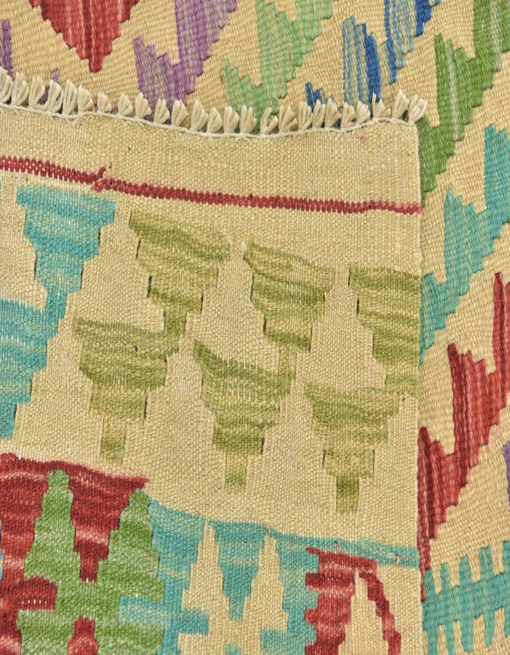 Detail image of  6' x 7' 9  Hand Woven Kilim Maymana Wool Square Rug