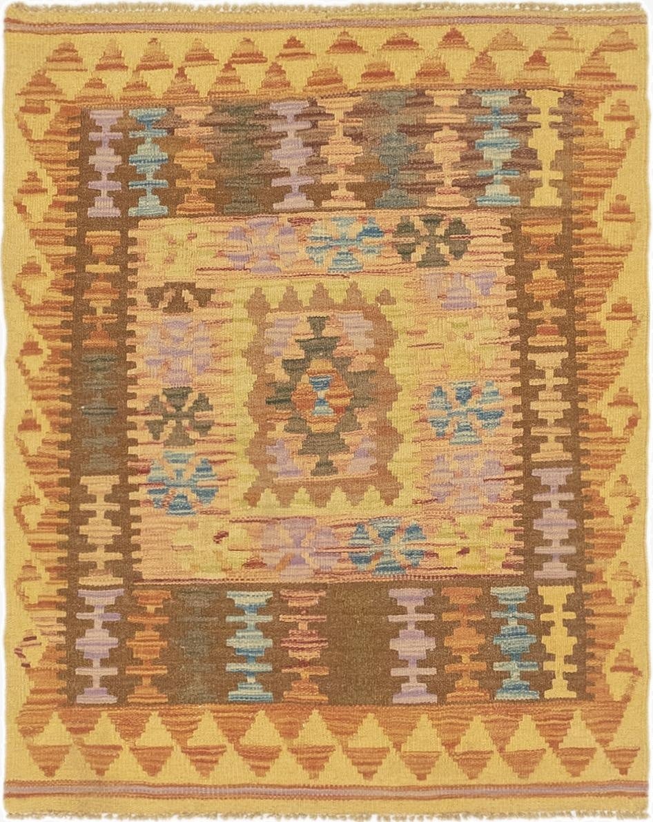  2' 10 x 3' 7  Hand Woven Kilim Maymana Wool Square Rug