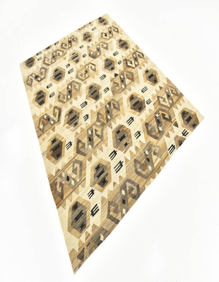 Detail image of  6' x 7' 3  Hand Woven Kilim Modern Wool Square Rug