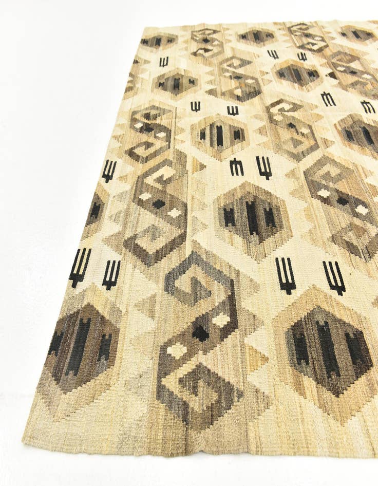 Detail image of  6' x 7' 3  Hand Woven Kilim Modern Wool Square Rug