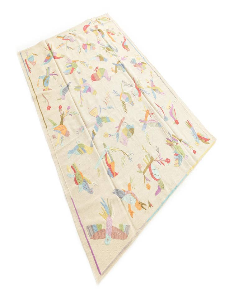 Detail image of  5' 6 x 6' 6  Hand Woven Kilim Suzani Wool Square Rug