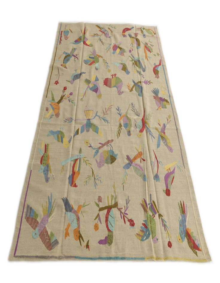 Detail image of  5' 6 x 6' 6  Hand Woven Kilim Suzani Wool Square Rug