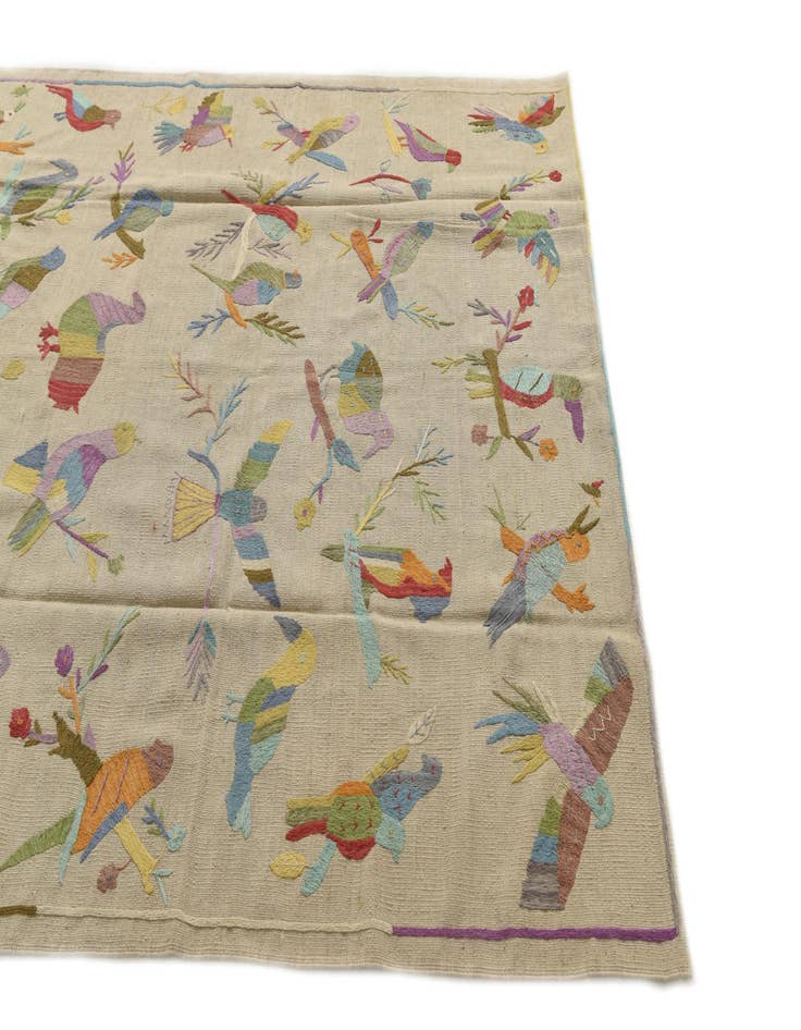 Detail image of  5' 6 x 6' 6  Hand Woven Kilim Suzani Wool Square Rug