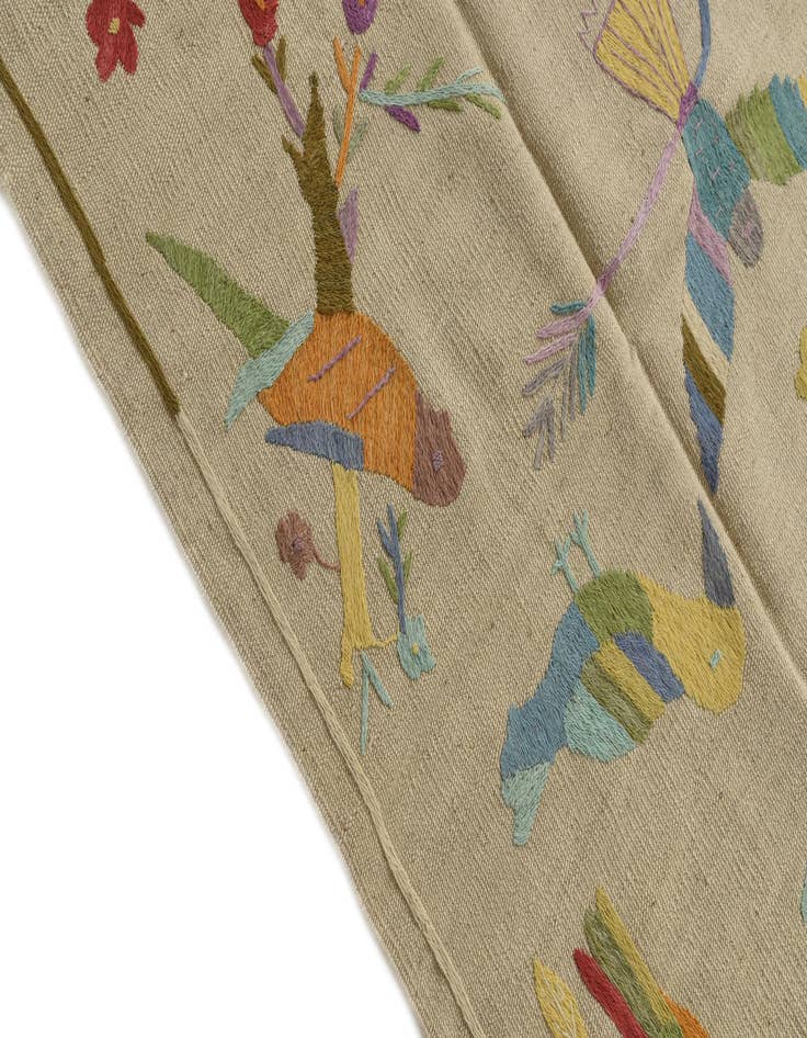 Detail image of  5' 6 x 6' 6  Hand Woven Kilim Suzani Wool Square Rug