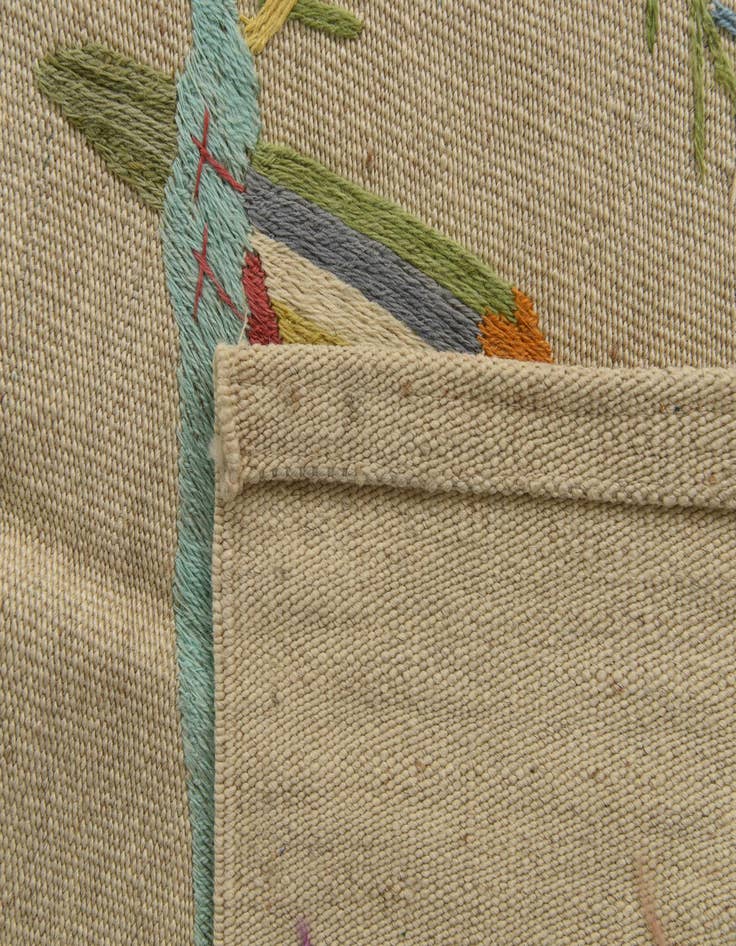 Detail image of  5' 6 x 6' 6  Hand Woven Kilim Suzani Wool Square Rug