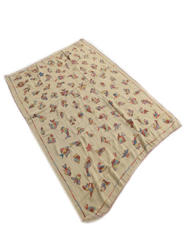 Detail image of  6' x 7' 7  Hand Woven Kilim Suzani Wool Square Rug