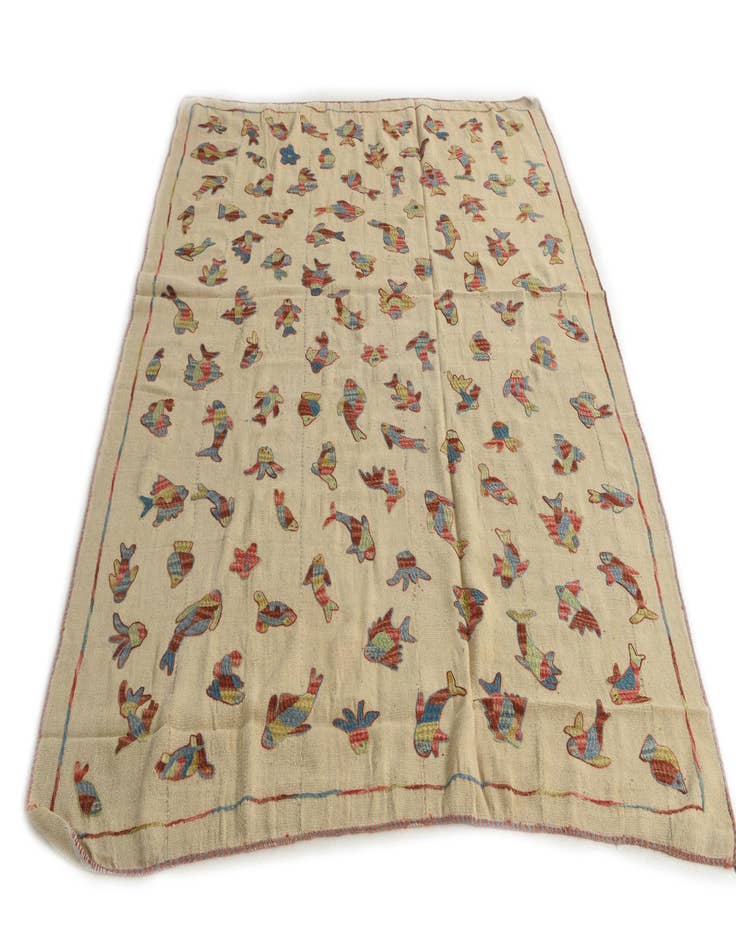 Detail image of  6' x 7' 7  Hand Woven Kilim Suzani Wool Square Rug