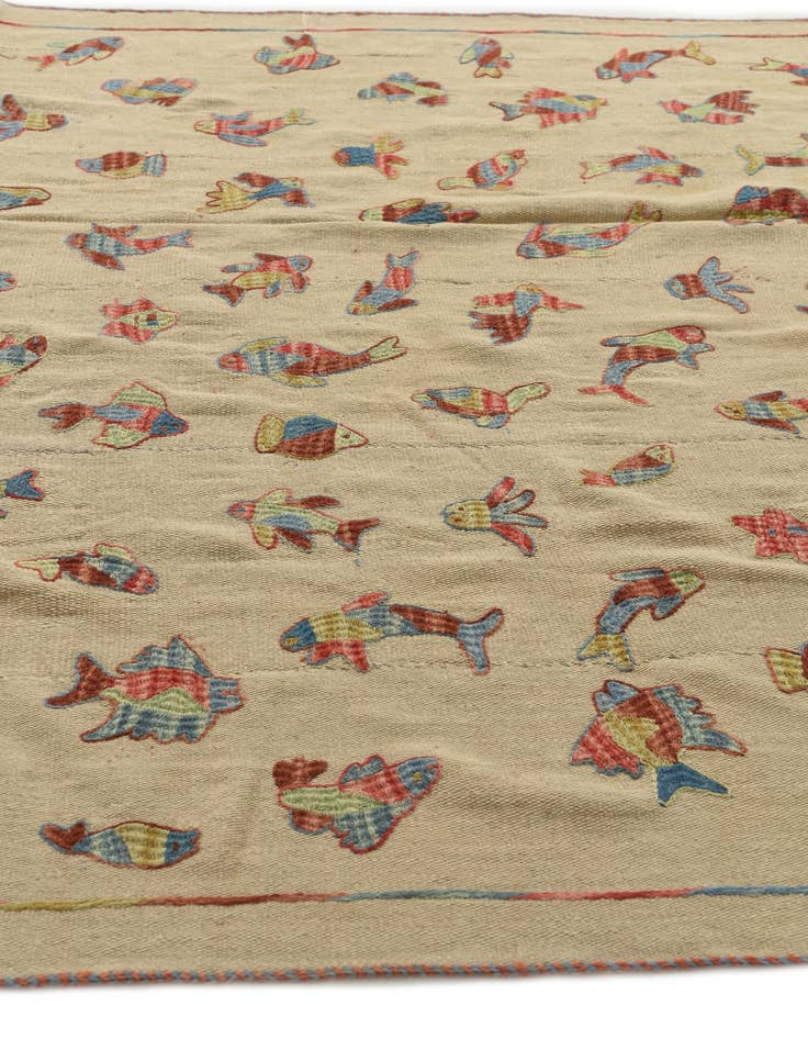 Detail image of  6' x 7' 7  Hand Woven Kilim Suzani Wool Square Rug