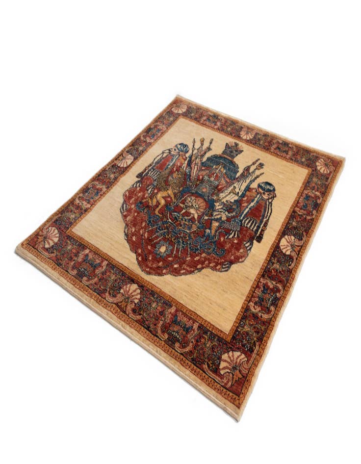 Detail image of  4' 4 x 5' 2 Luribaft Wool Square Rug