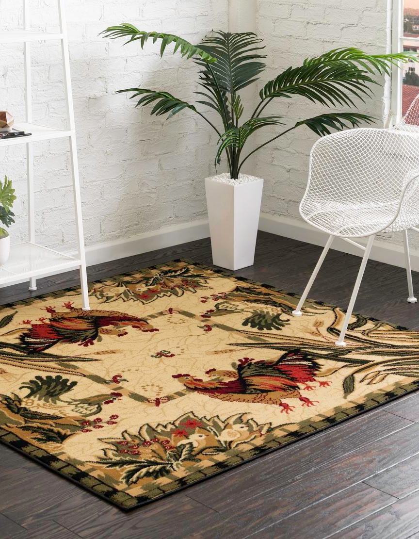 Cream 3' 3 x 3' 3 Pastoral Square Rug | Rugs.com