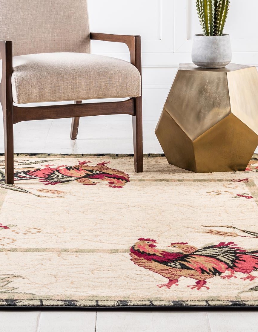 Cream 3' 3 x 3' 3 Pastoral Square Rug | Rugs.com