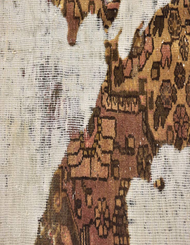 Detail image of  3' x 3' 7  Hand Knotted Ultra Vintage Persian Wool Square Rug