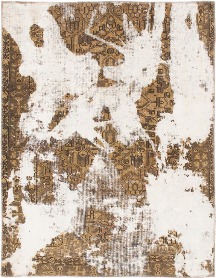  4' 4 x 5'  Hand Knotted Ultra Vintage Persian W...