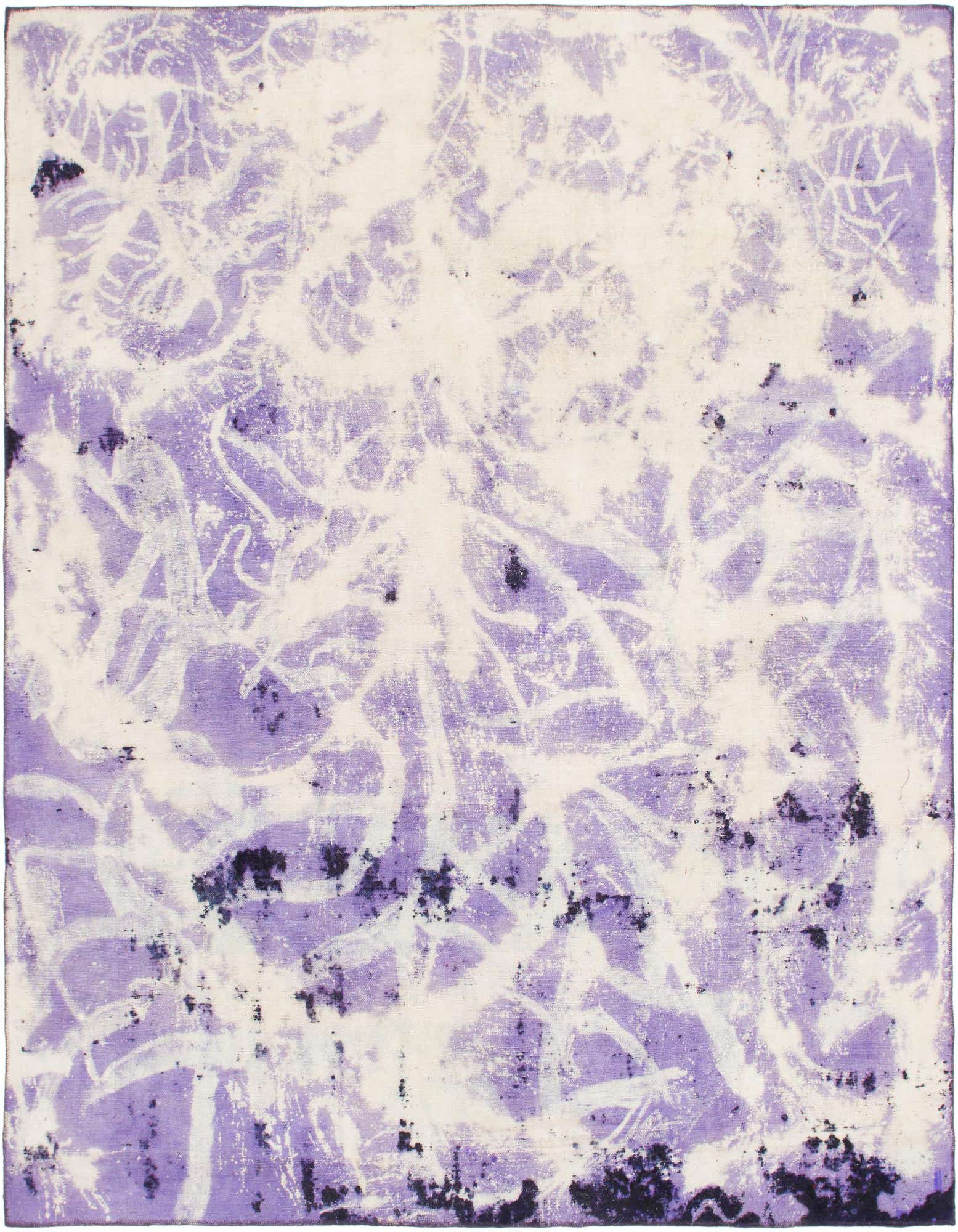 A square 9' x 10' Ultra Vintage wool rug featuring an abstract, distressed Persian pattern in shades of ivory and cream.