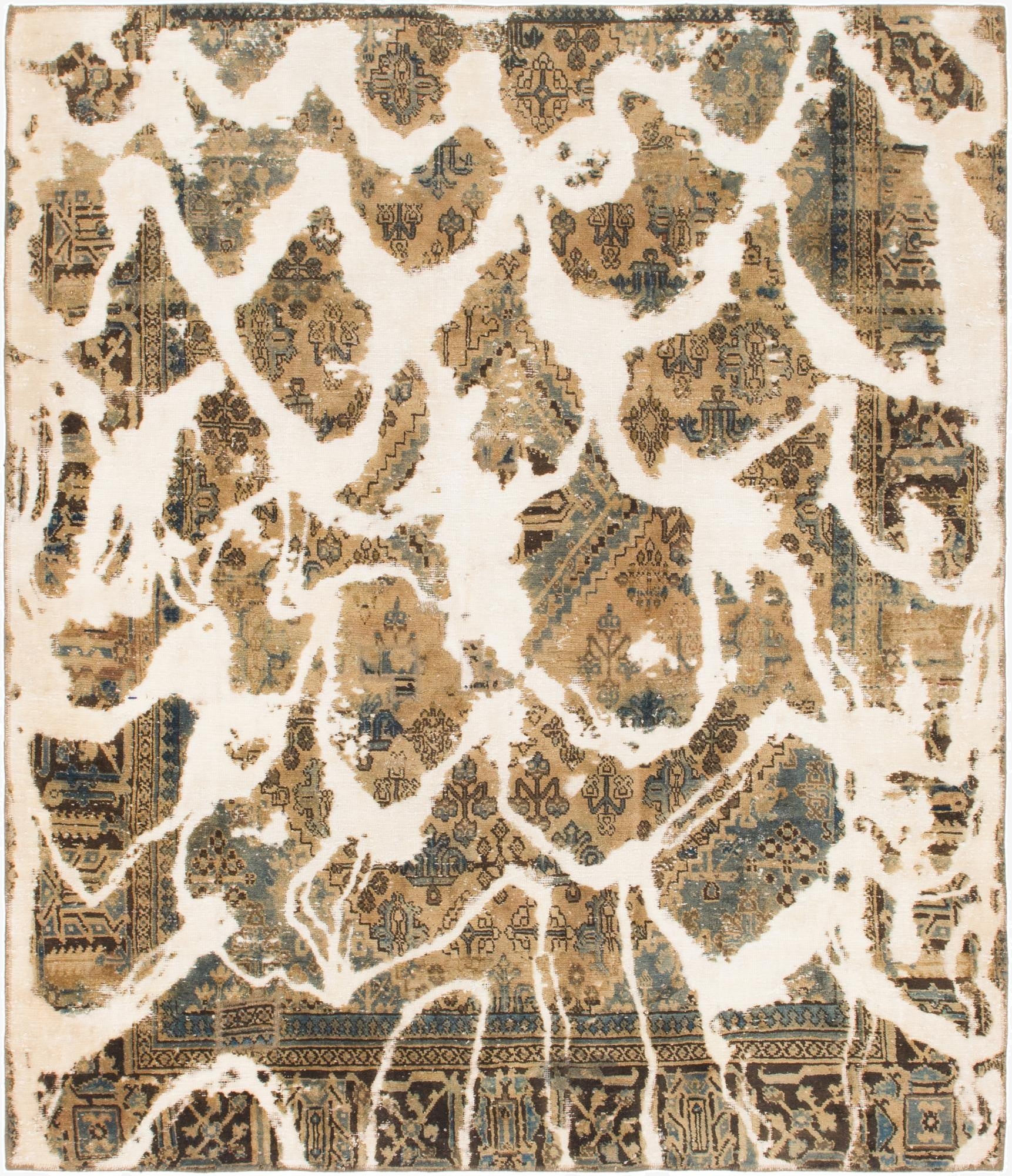  7' x 8' 3  Hand Knotted Ultra Vintage Persian Wool Square Rug