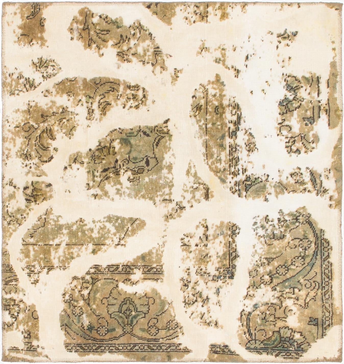  4' x 4' 2  Hand Knotted Ultra Vintage Persian Wool Square Rug