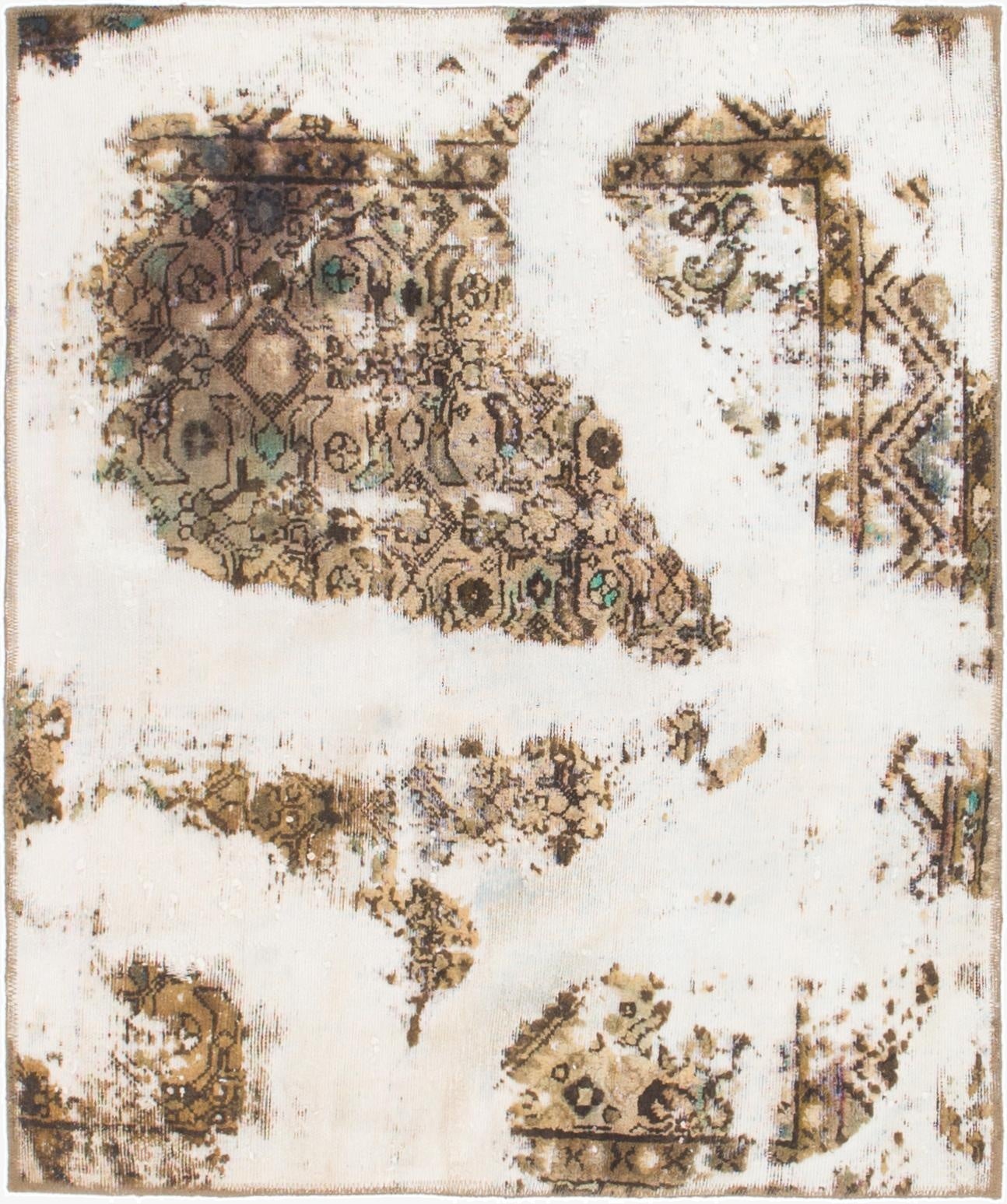  3' 9 x 4' 5  Hand Knotted Ultra Vintage Persian Wool Square Rug