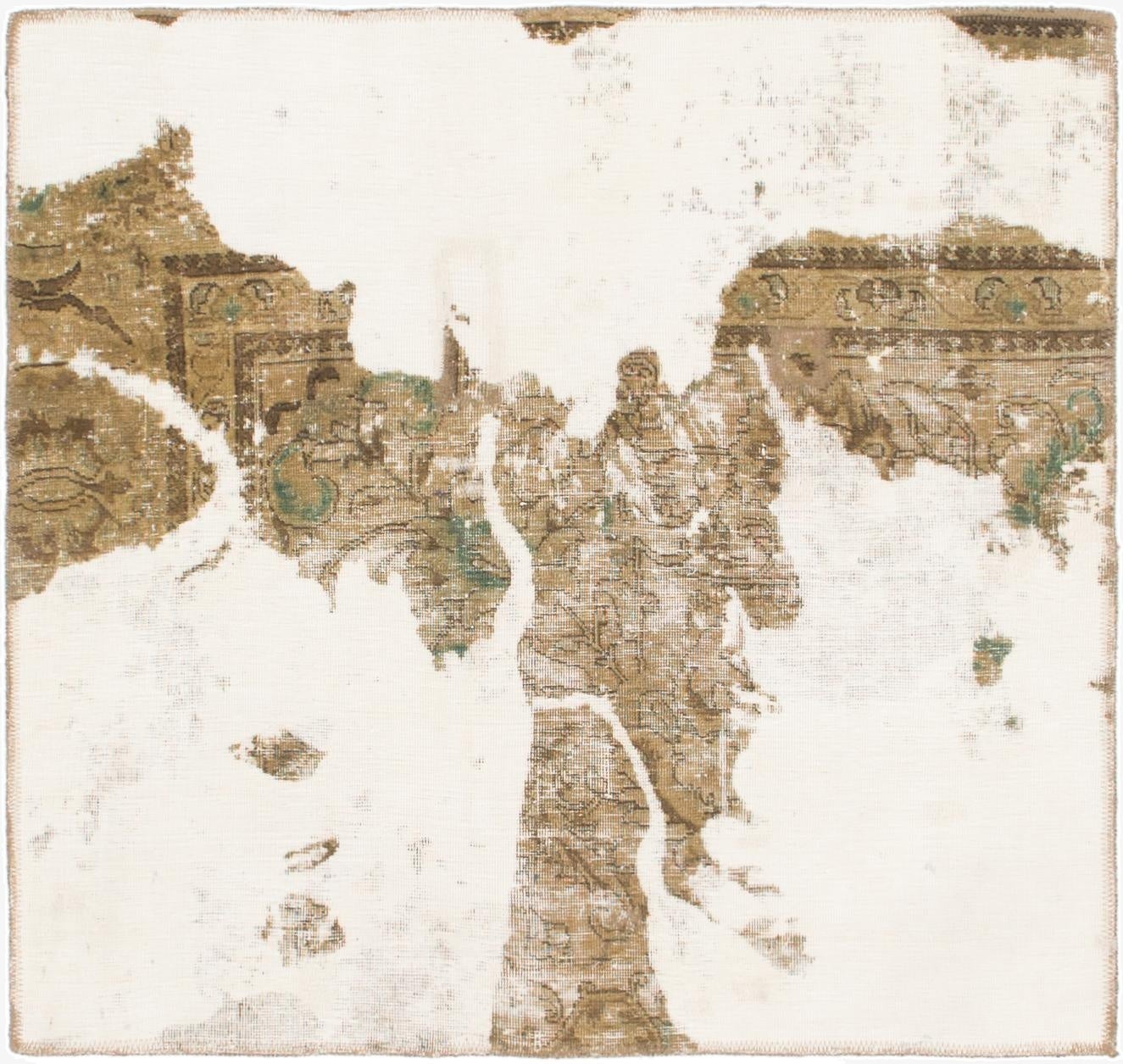  3' 8 x 3' 10  Hand Knotted Ultra Vintage Persian Wool Square Rug