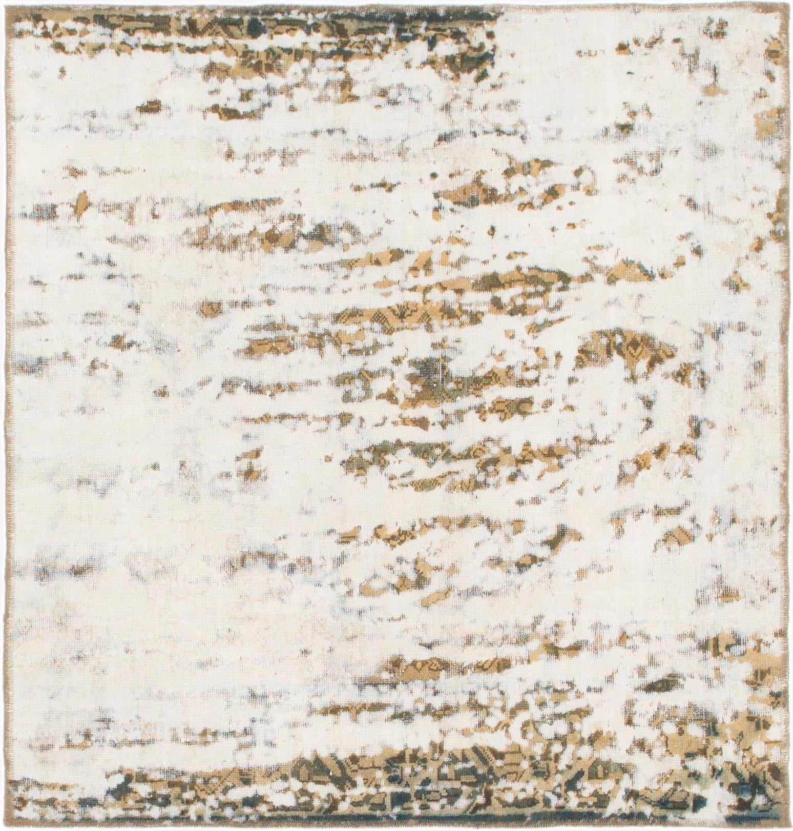  4' 7 x 4' 10  Hand Knotted Ultra Vintage Persian Wool Square Rug