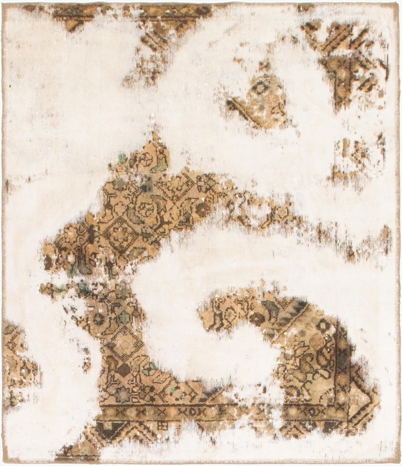  4' x 4' 8  Hand Knotted Ultra Vintage Persian Wool Square Rug