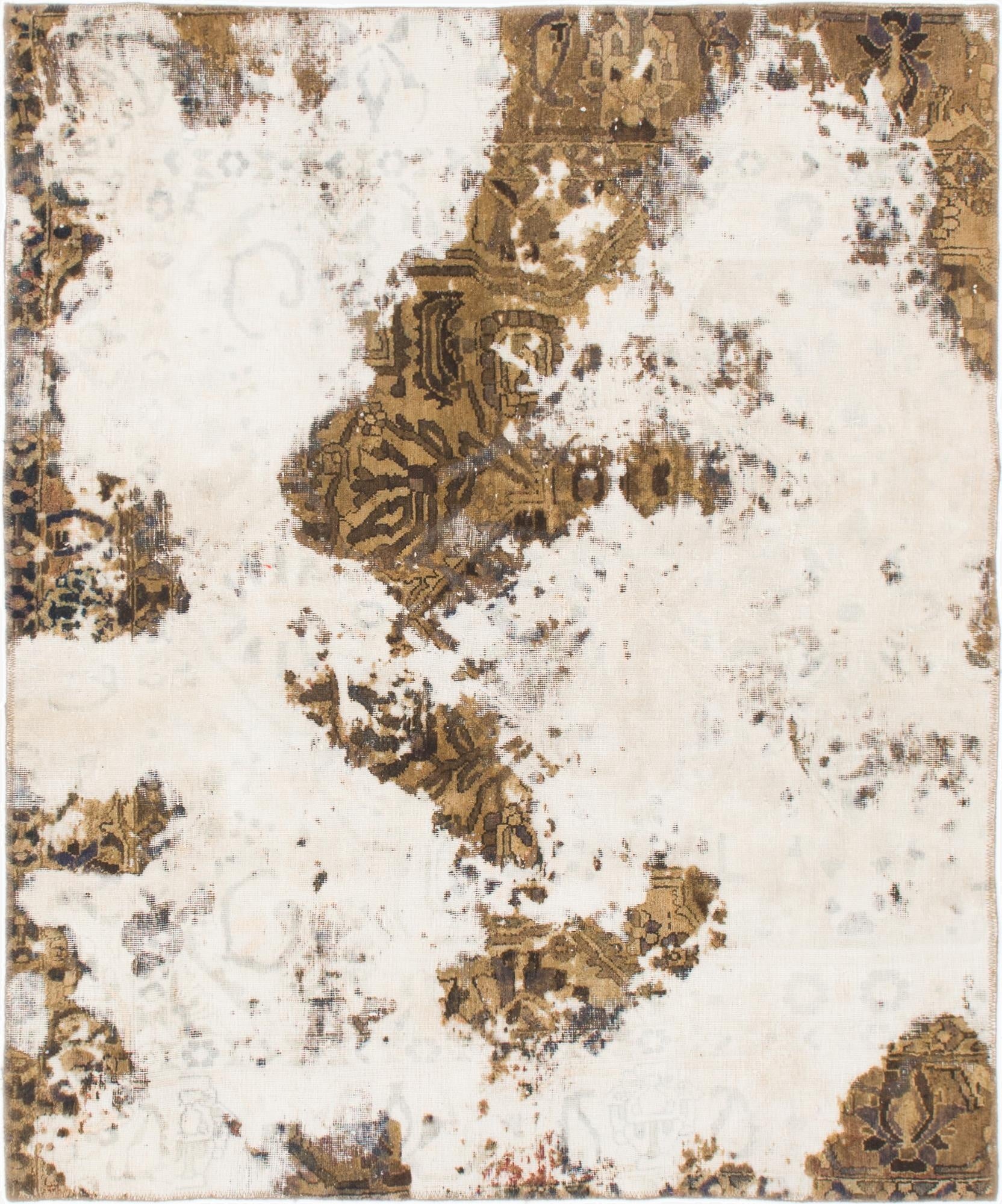  5' 4 x 6' 5  Hand Knotted Ultra Vintage Persian Wool Square Rug