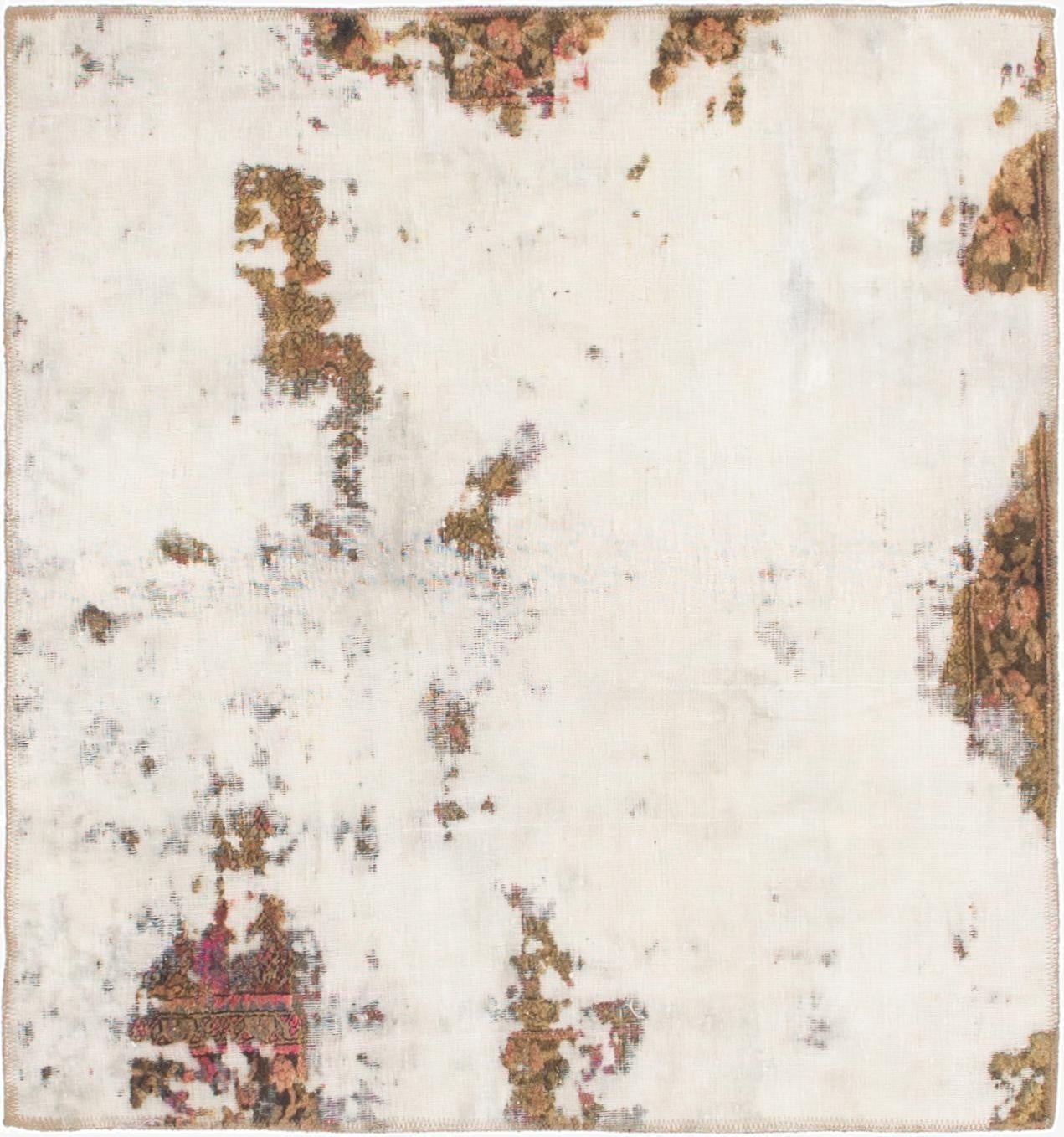  3' 8 x 4'  Hand Knotted Ultra Vintage Persian Wool Square Rug