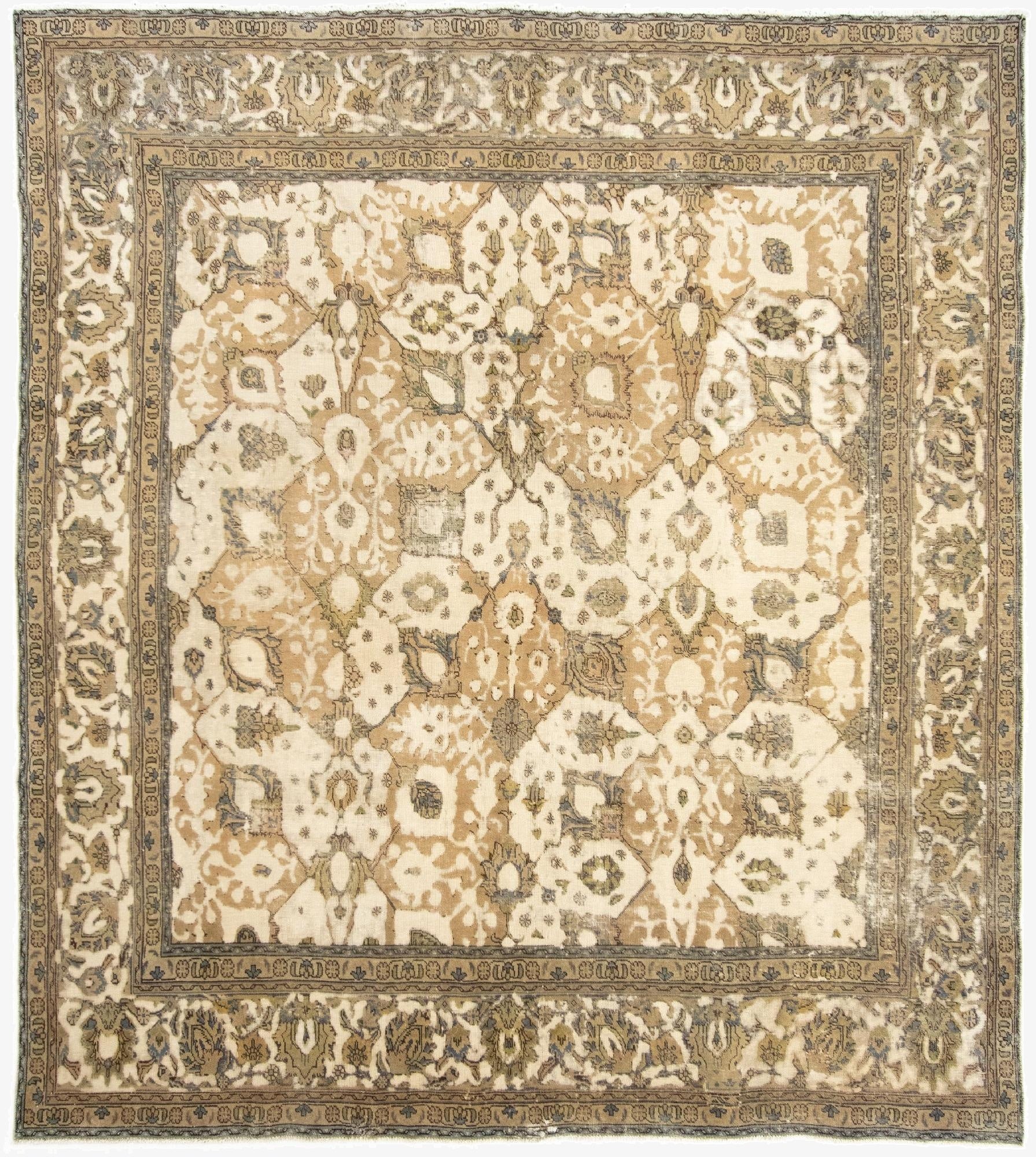  9' 7 x 10' 10  Hand Knotted Vintage Royal Persian Wool Square Rug