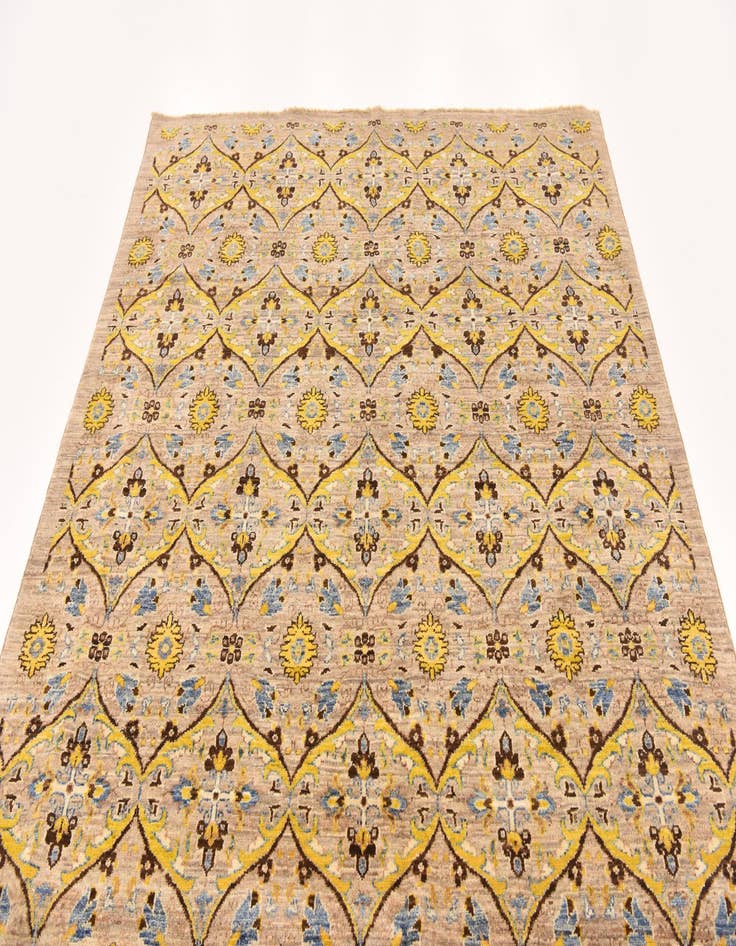 Detail image of  6' x 8' 8  Hand Knotted Ikat Oriental Rug