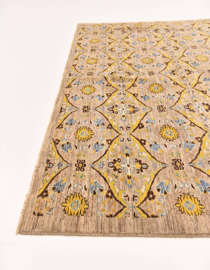 Detail image of  6' x 8' 8  Hand Knotted Ikat Oriental Rug