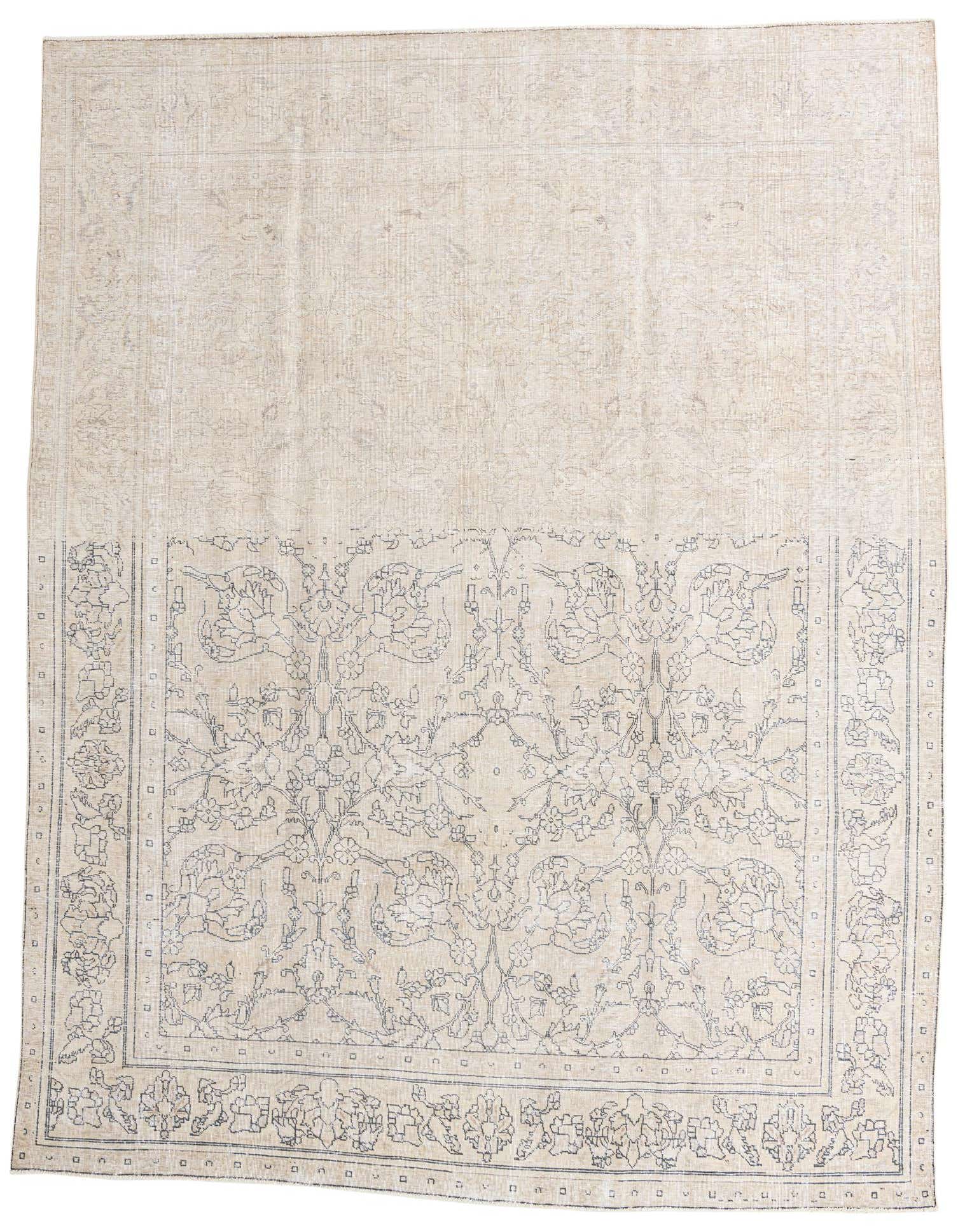 A 10x12 rectangular brown and ivory Persian-style wool rug with a faded medallion pattern.