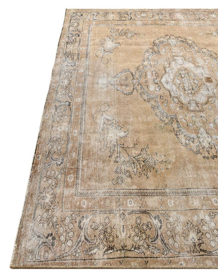 Detail image of  9' 4 x 12'  Hand Knotted Ultra Vintage Persian Wool Rug