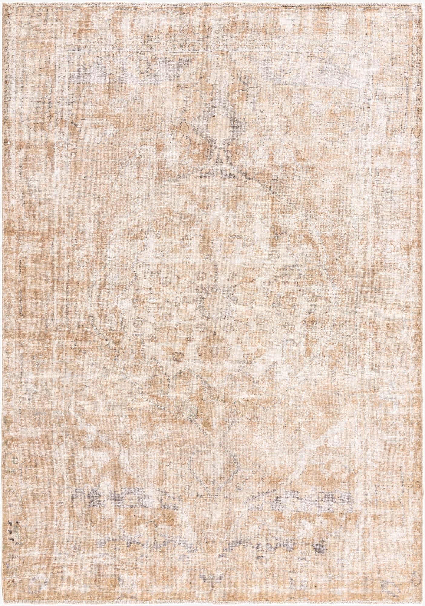  6' 9 x 9' 8  Hand Knotted Ultra Vintage Persian Wool Rug