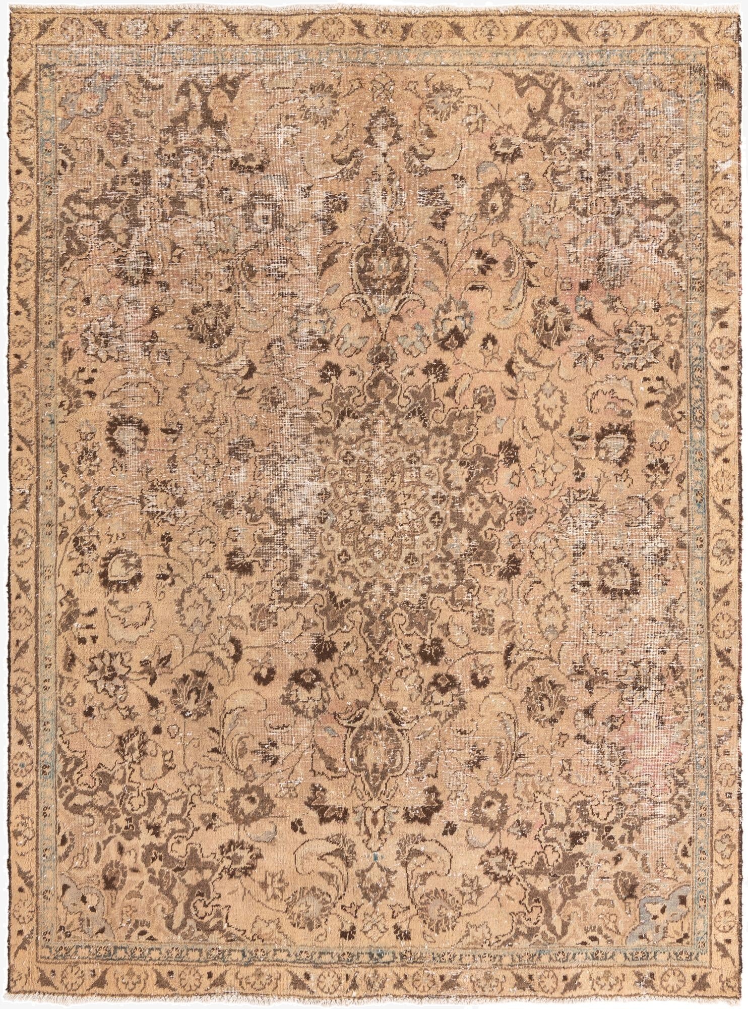 7' x 9' 6 Hand Knotted Ultra Vintage Persian Wool Rug
