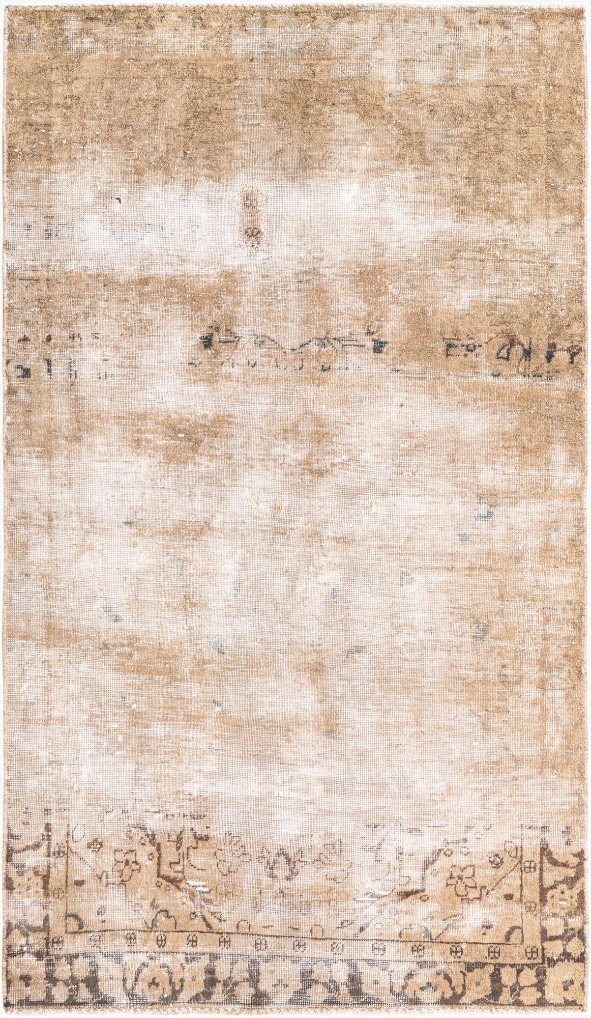  3' 7 x 6' 2  Hand Knotted Ultra Vintage Persian Wool Rug