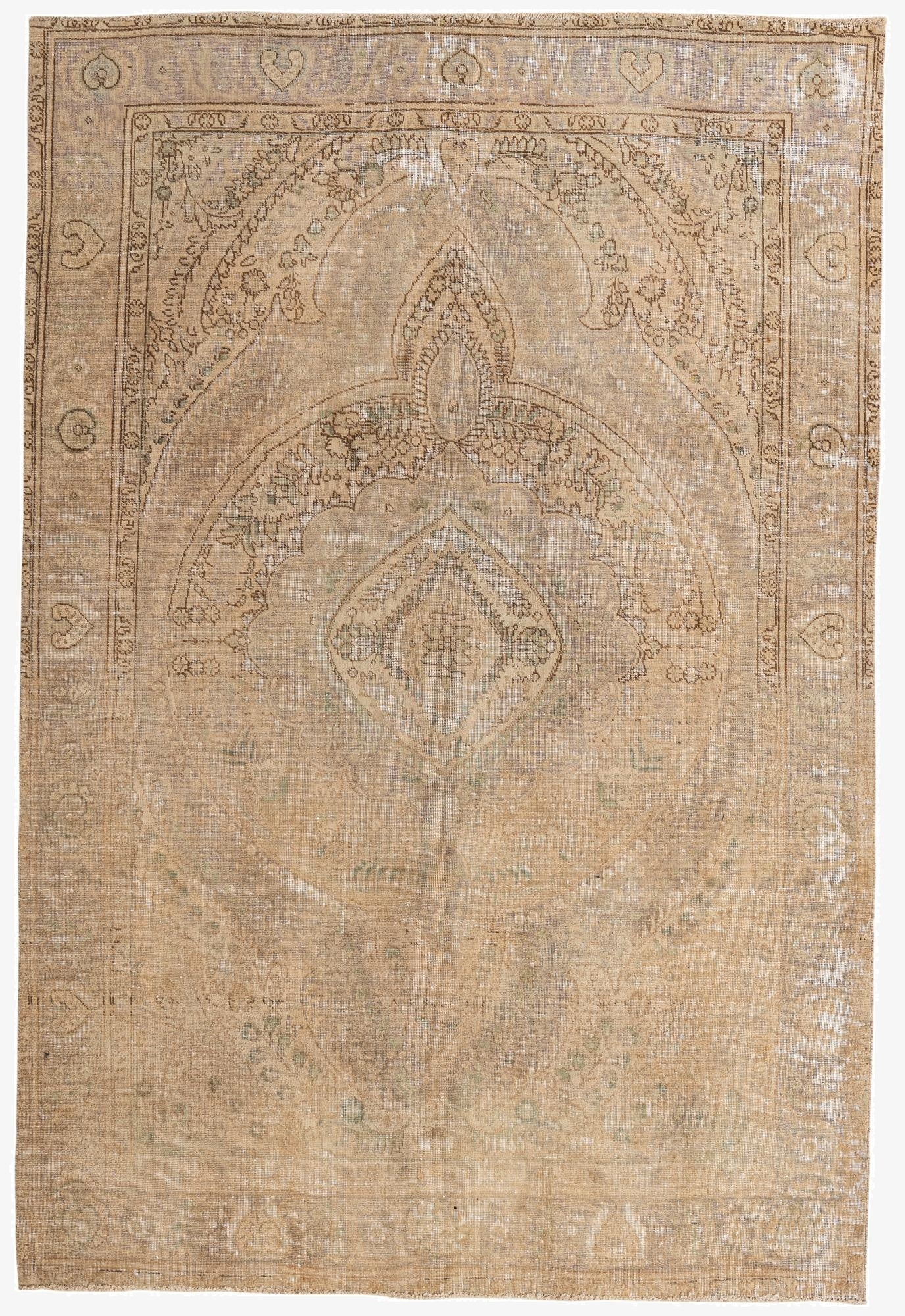  6' 8 x 9' 5  Hand Knotted Ultra Vintage Persian Wool Rug