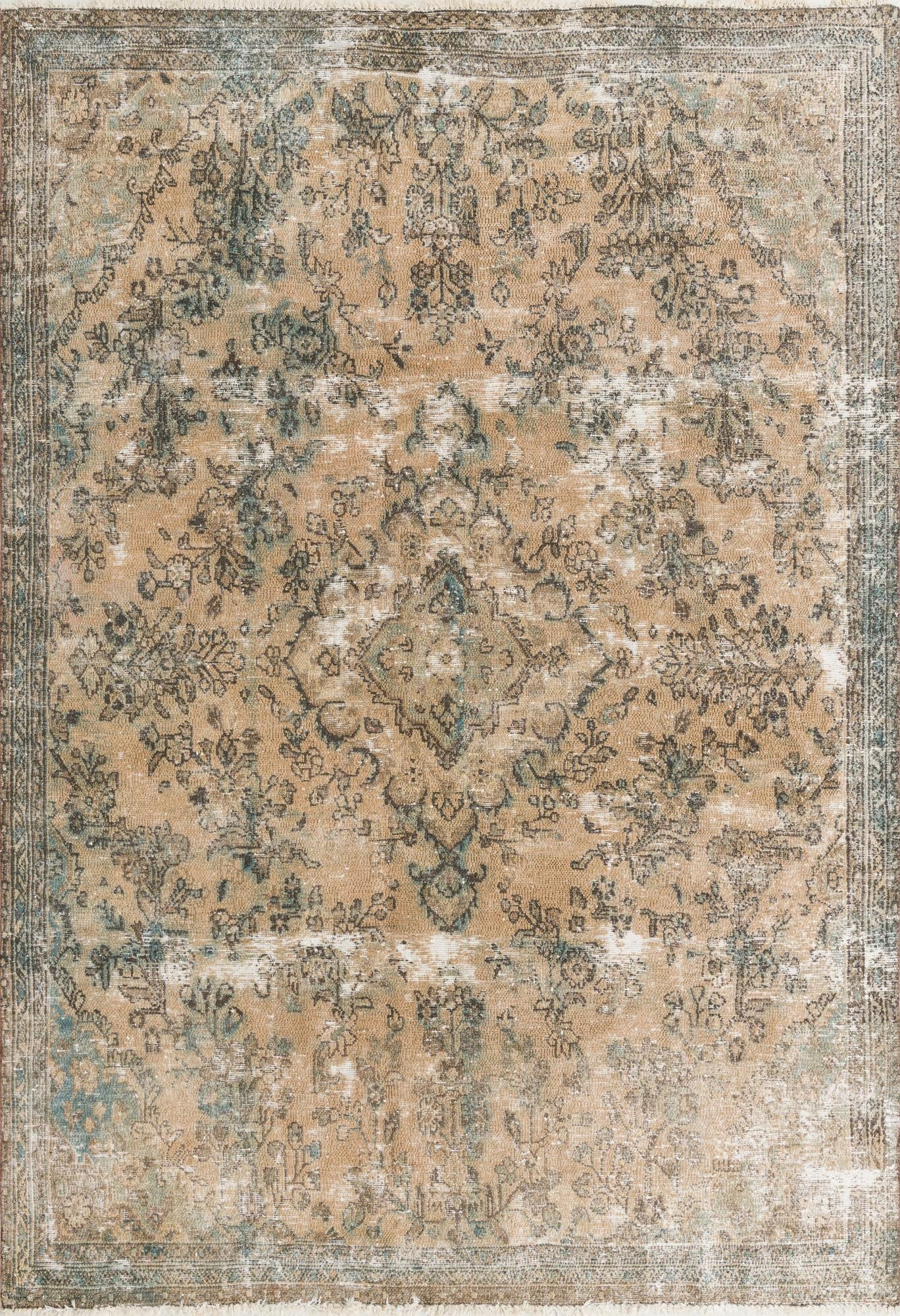  6' 7 x 9' 4  Hand Knotted Ultra Vintage Persian Wool Rug
