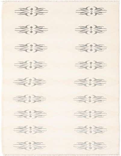 A 13 ft Darya runner rug featuring a modern Persian pattern with brown floral medallions on an ivory background, ideal for a hallway.