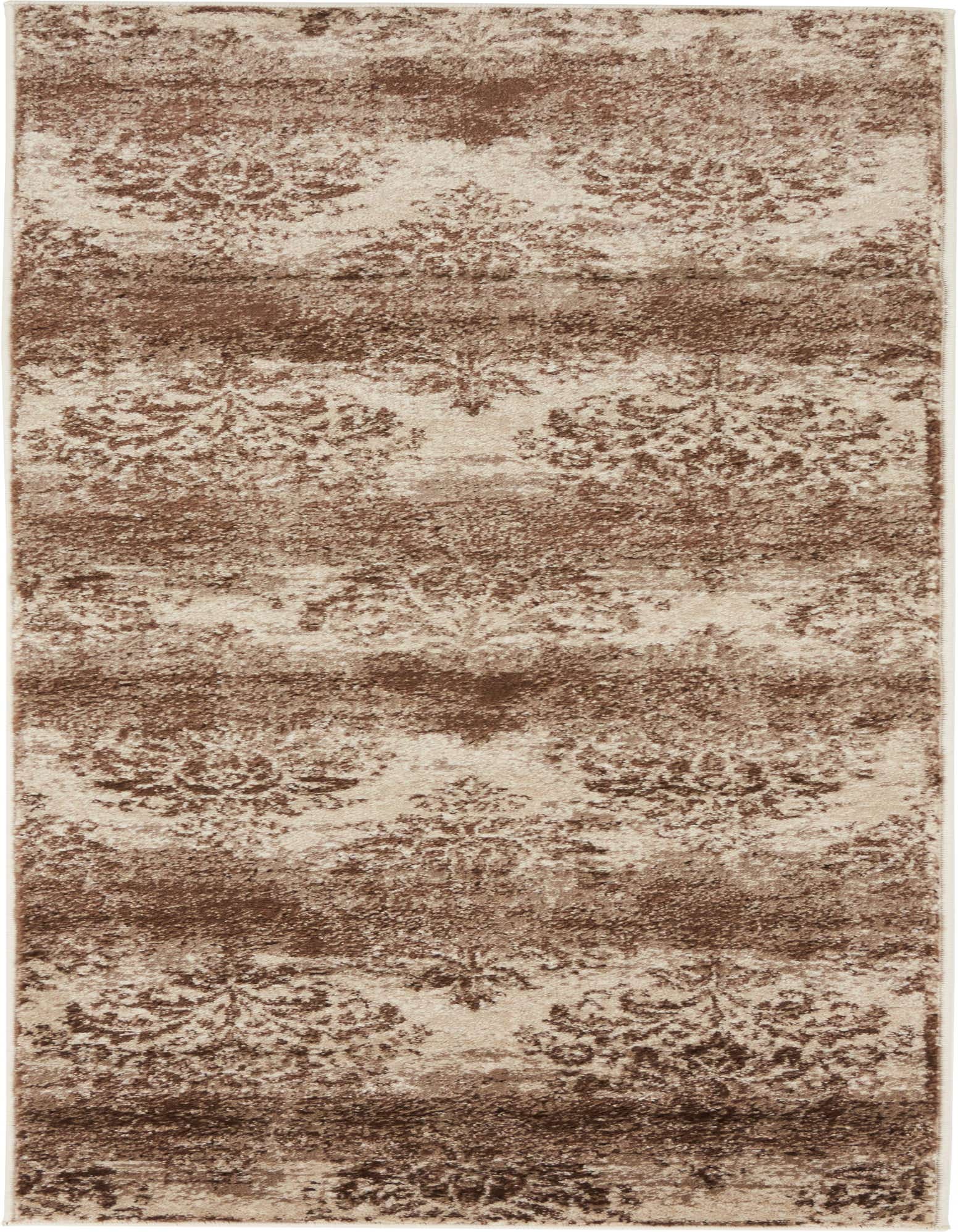 A 6 ft runner rug from the Nepal Collection, featuring a distressed brown and ivory botanical pattern, ideal for hallways.