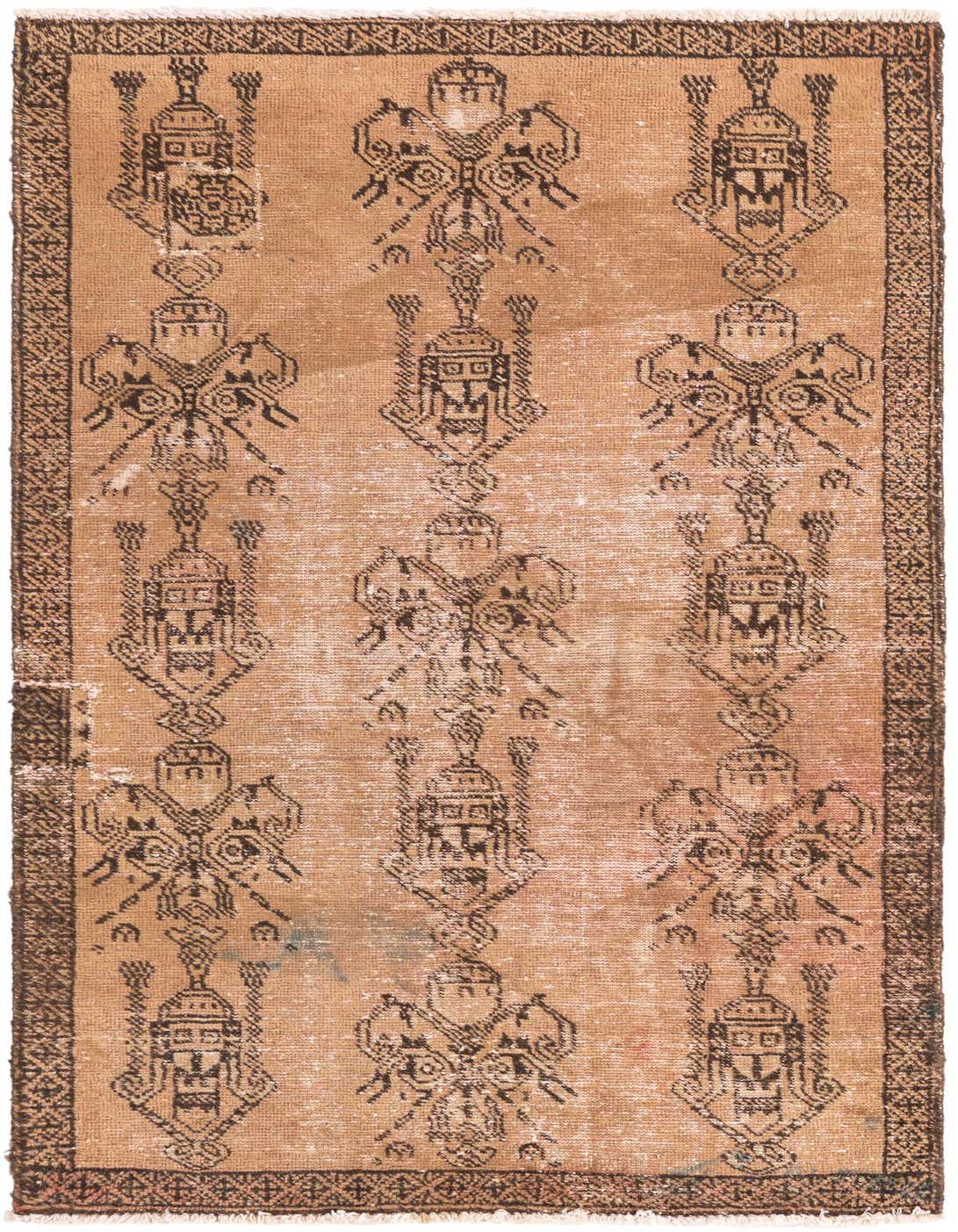 A 6 ft runner rug featuring a distressed brown and tan Persian pattern with dark brown borders and fringe.